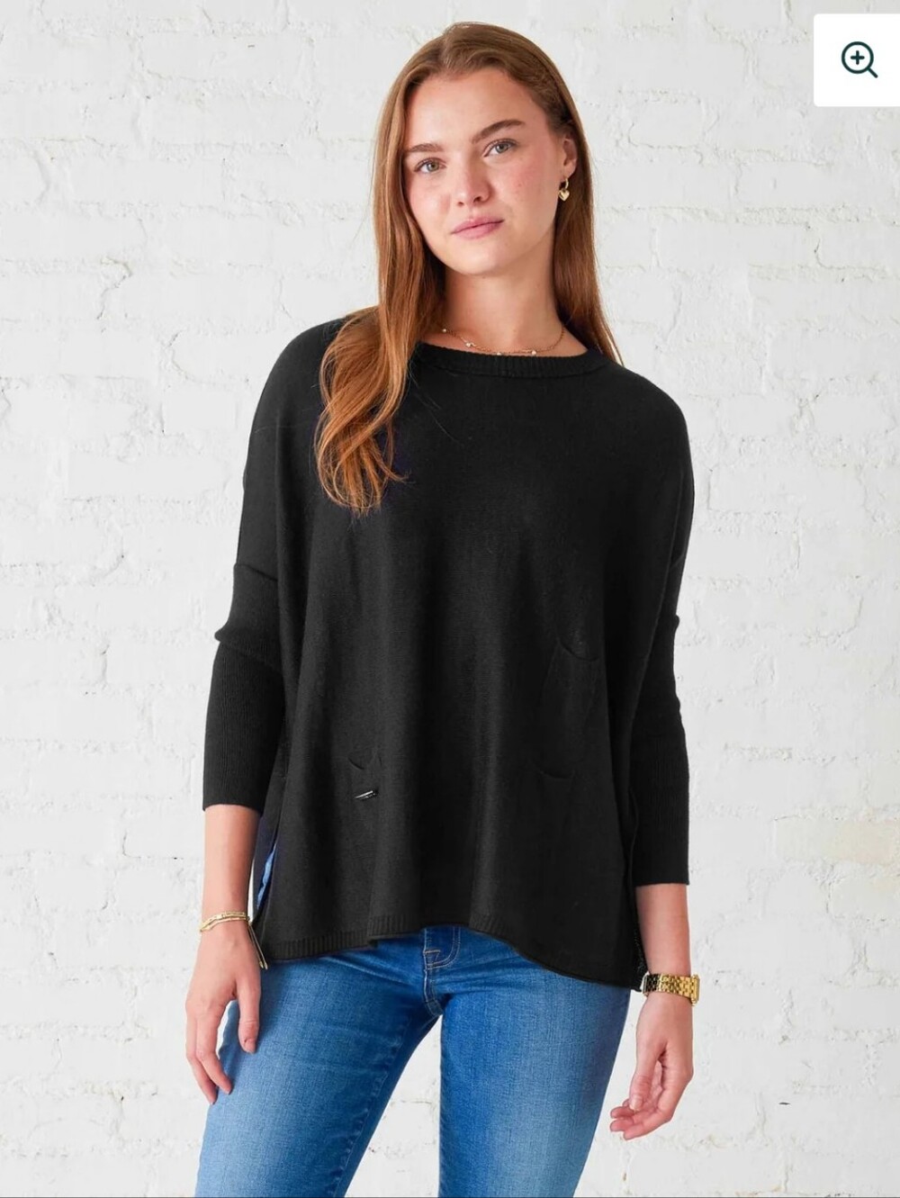 Mersea Catalina Black Scoop Neck Relaxed Sweater